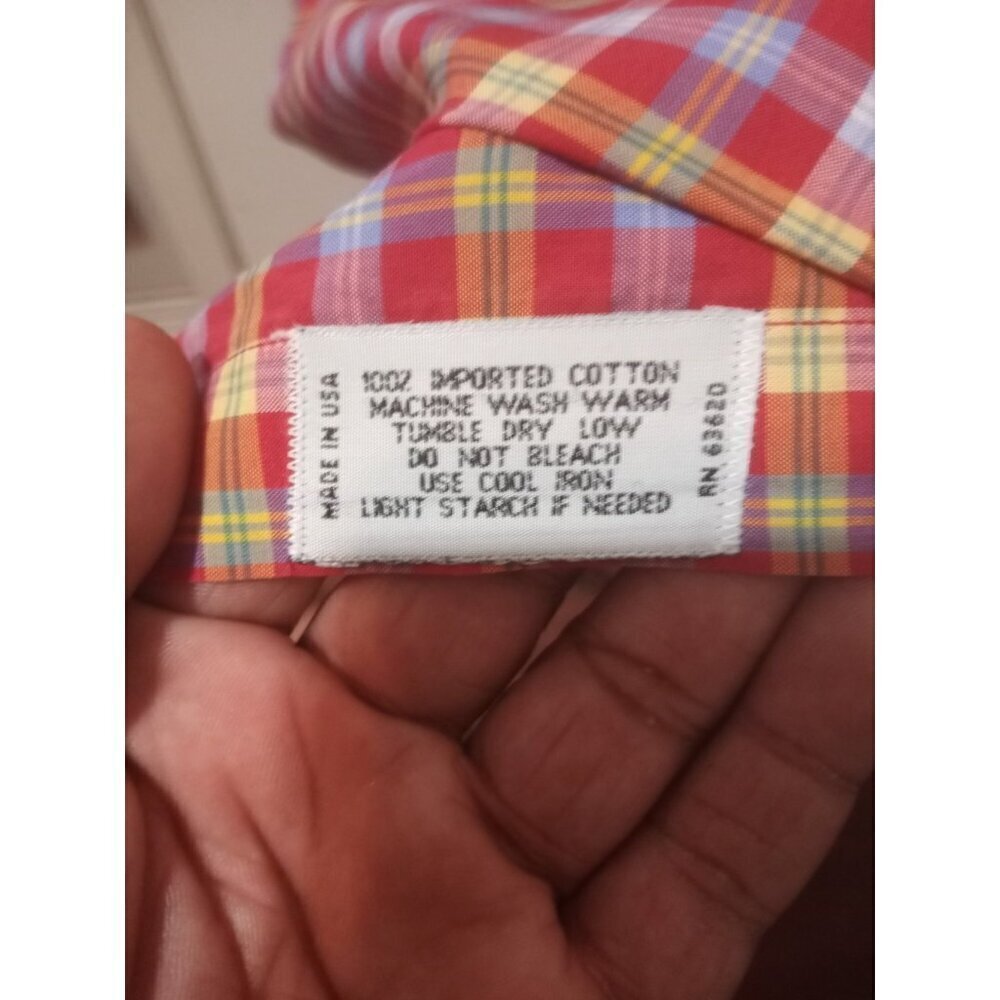 Gitman Bros Shirt Mens 2XL Red Multicolor Button Up Short Sleeve Plaid Cotton - Picture 7 of 12